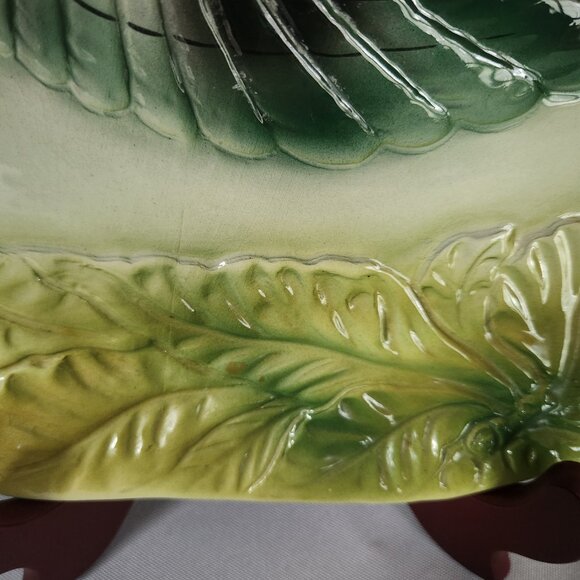 Turkey Serving Platter Plate Thanksgiving 14x18" ITALY Leaf MCM Holiday Embossed - Picture 3 of 9